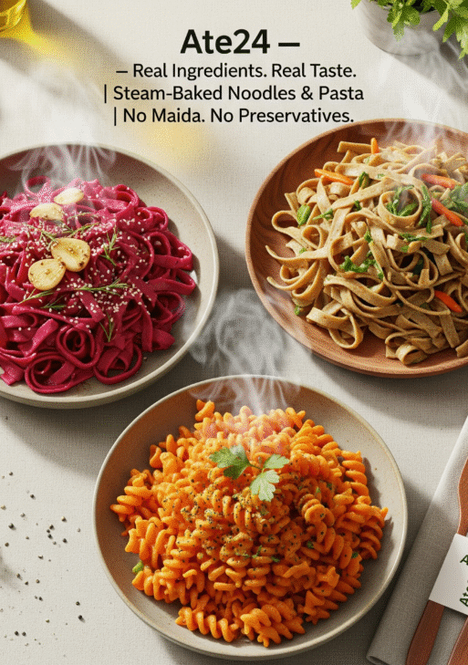 Beetroot Noodles + Multi Millet Noodles + Carrot Pasta – Steam-Baked, No Maida, No Preservatives (220gx3))